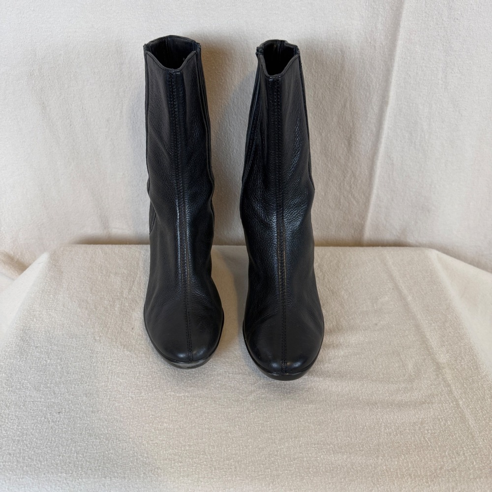 Cole Haan Nike Air Black Leather Wedge Mid Calf Boots D22641 Womens 9B